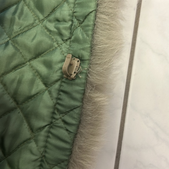 Women's Olive Green Faux Fur Trim Trench Coat - Picture 4 of 5